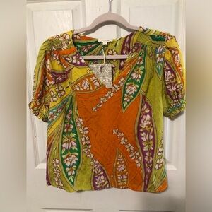 NWT haute hippy Vibrant Floral Women's Top